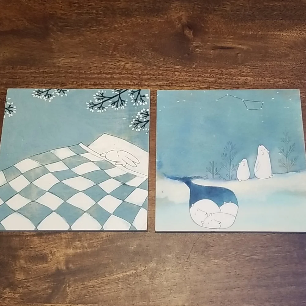 Pair of Kristiana Parn Prints on Wood